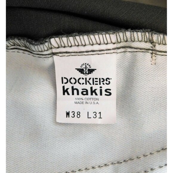 Dockers Khakis Pants 38x31 Gray Chinos Classic Fit Pleated Front 100% Cotton - Picture 8 of 9